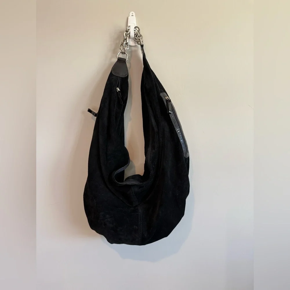 Le Solim Black Suede Hobo Bag